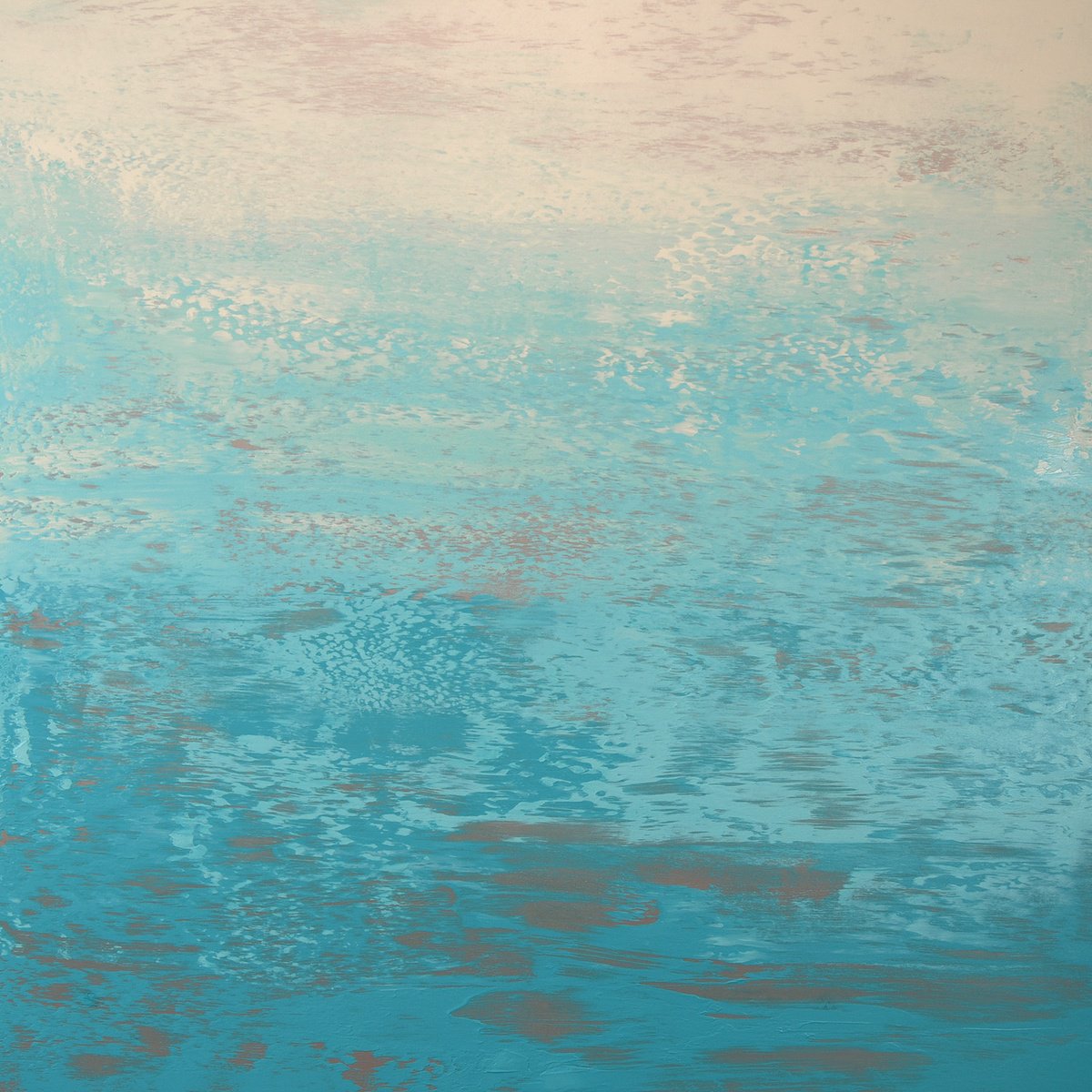 Expressive Abstract Acrylic Painting By Suzanne Vaughan, 40 X 40", Sandy Shore - Abstract Beach, Original Artwork