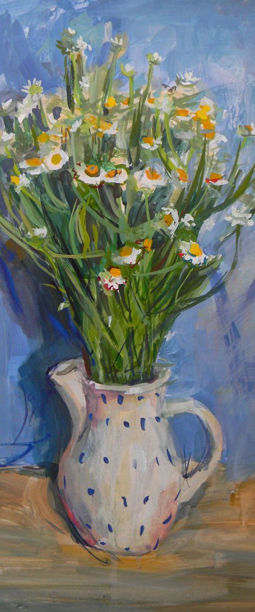 Bouquet on blue by Liudmyla Chemodanova