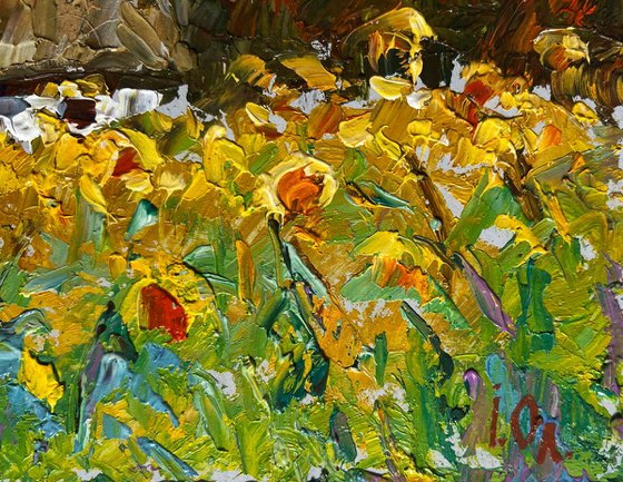 House and Sunflowers