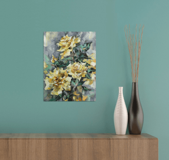 Yellow roses. one of a kind, original artwork, handmade art.