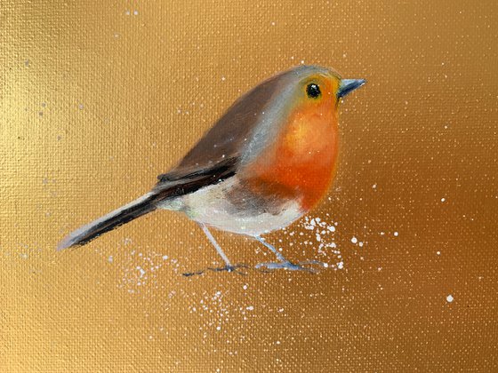 Two Robins ~ on gold