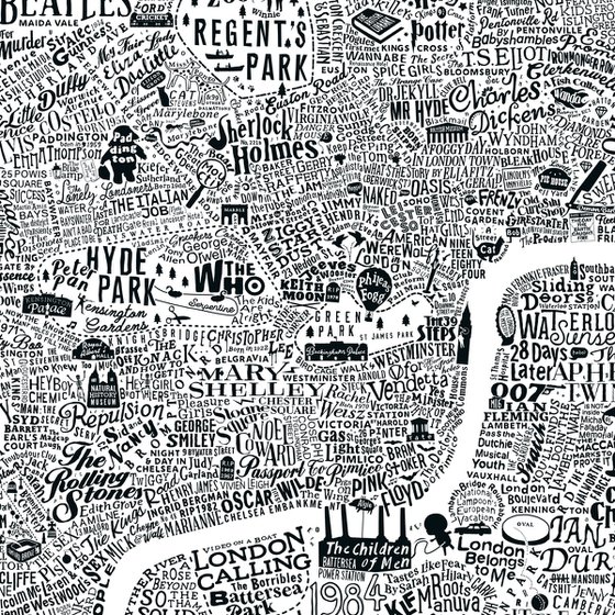 The Culture Map Of Central London Screenprint by Dex | Artfinder