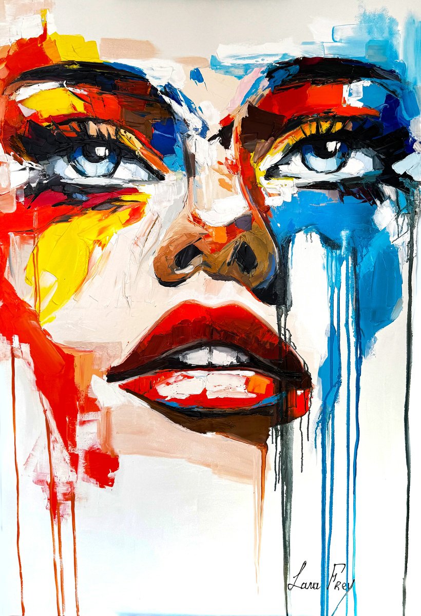 Expressive Oil Painting , The Line Of Tension By Lana Frey, 39 X 59, Artwork For Sale On Artfinder