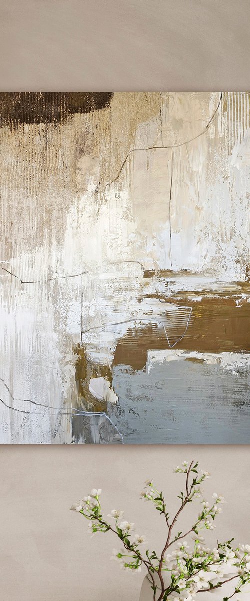 "Siera" Brown gray beige abstract art by Yana Sagan