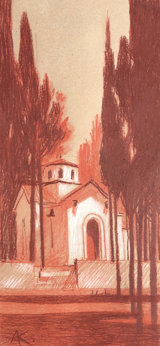 Landscape with a church in Greece