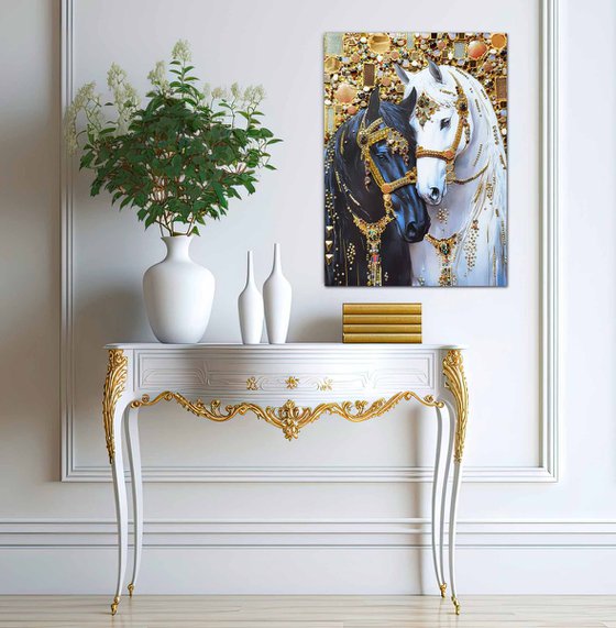 Horses in gold. Love.