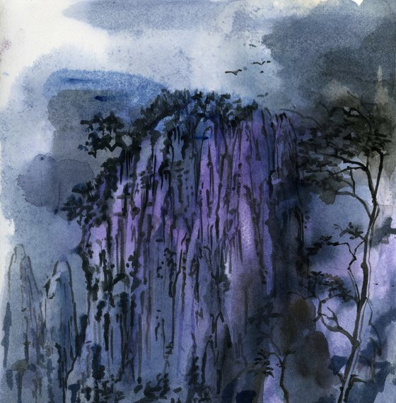 blue mountains watercolor