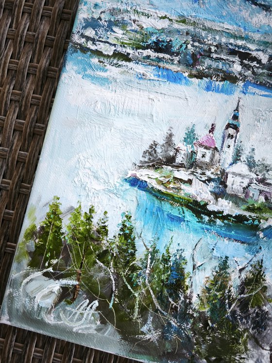 Oil Miniature of Lake Bled