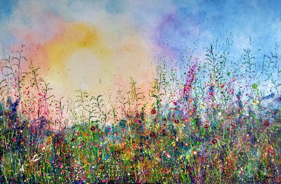 Walking on sunshine - abstract meadow painting