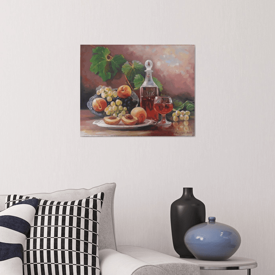 Still life - fruits (40x50cm, oil painting, ready to hang)