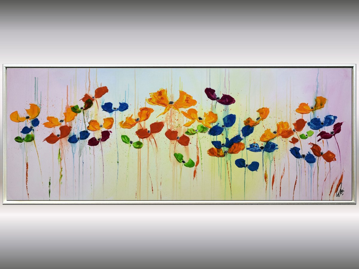 Wild Summer - Abstract Art - Acrylic Painting - Canvas Art - Abstract Flower Painting - R... by Edelgard Schroer
