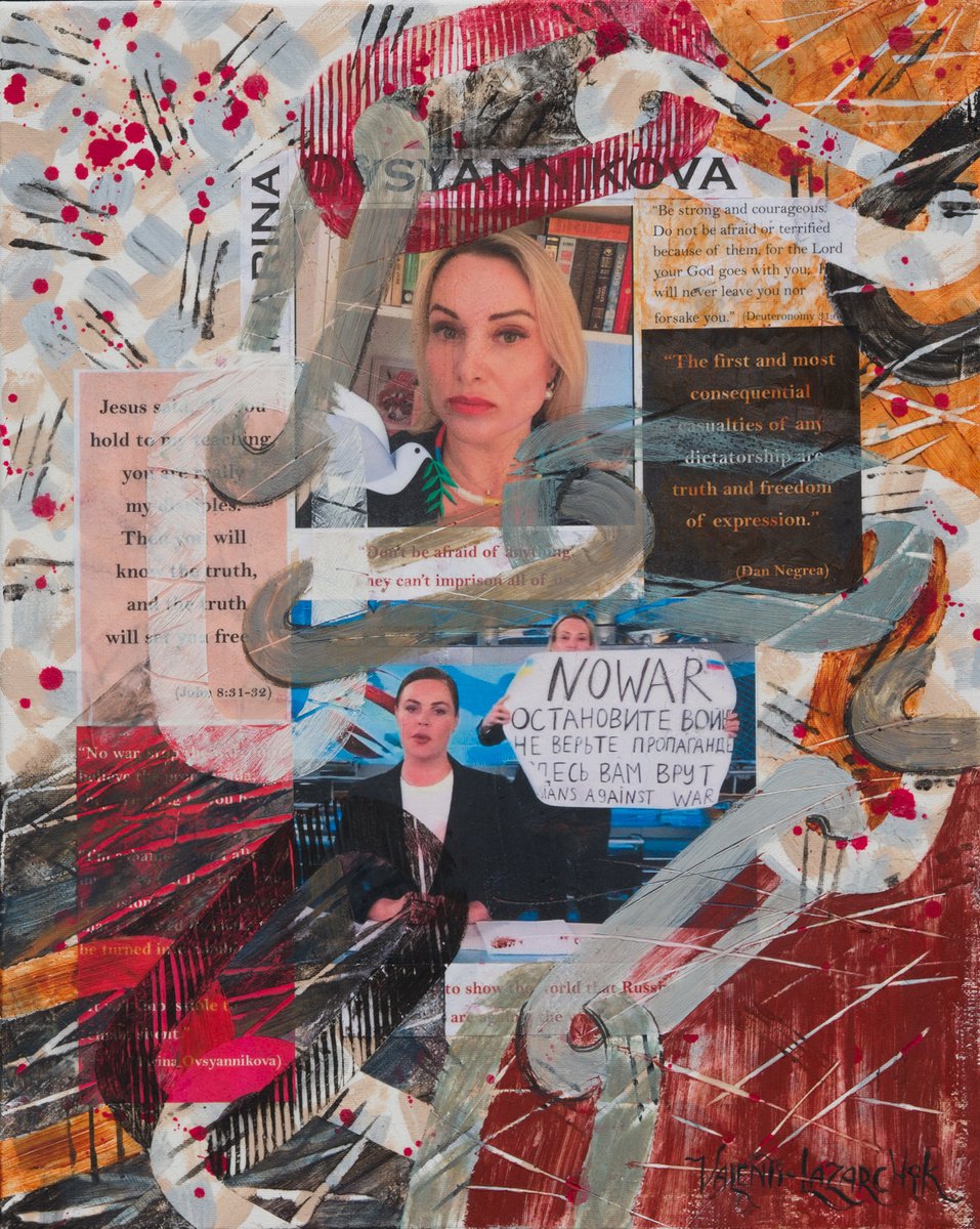 Abstract Portrait Painting By Gina Valenti-Lazarchik, 16 X 20, Courage #2, Original Artwork