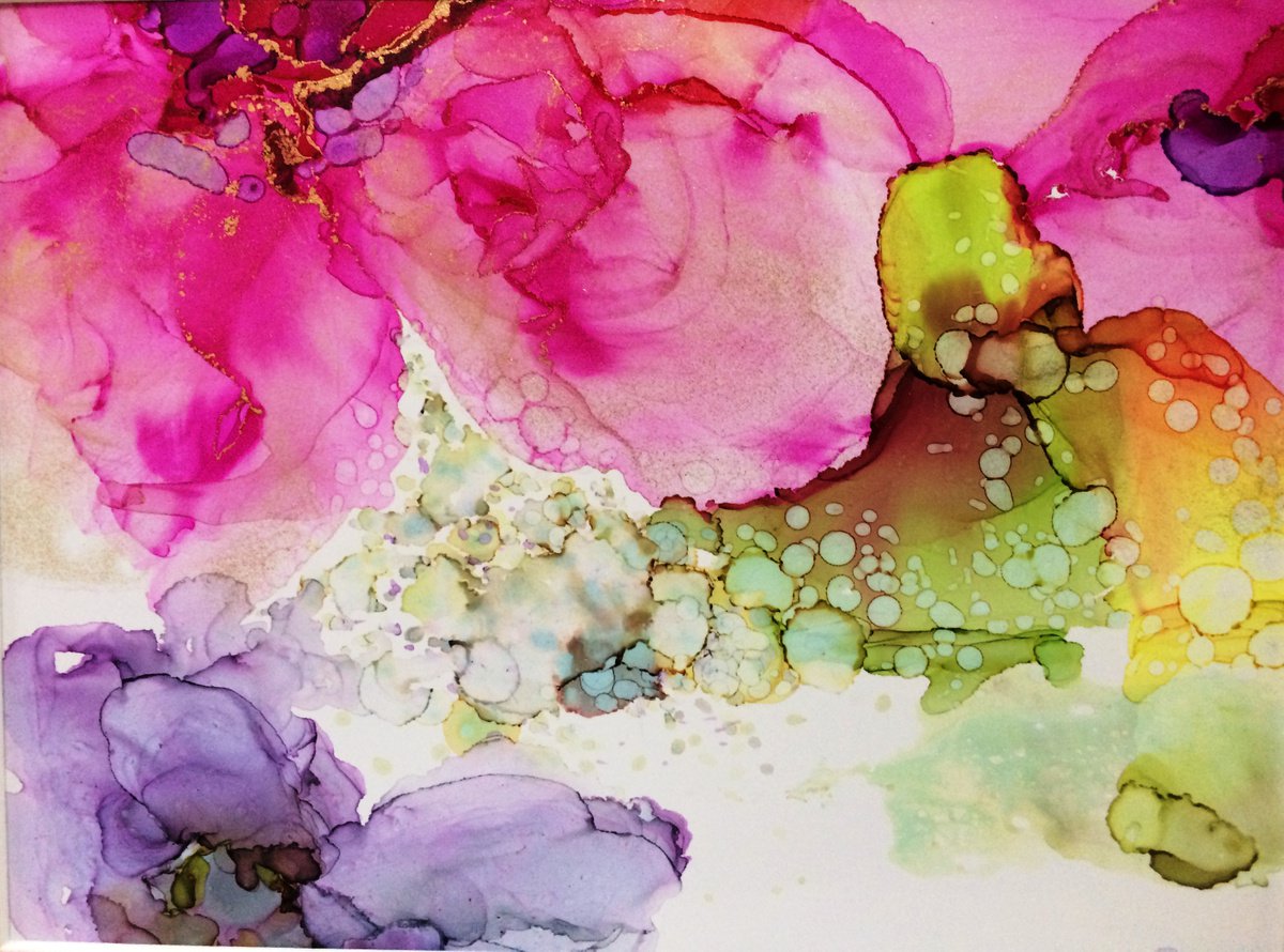 Exotic Blooms V ~ Semi Abstract Floral Painting by Maxine Anne Martin