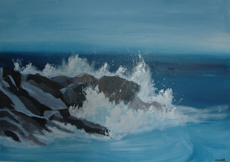 Crashing Waves Acrylic Painting By Andrew Snee Artfinder