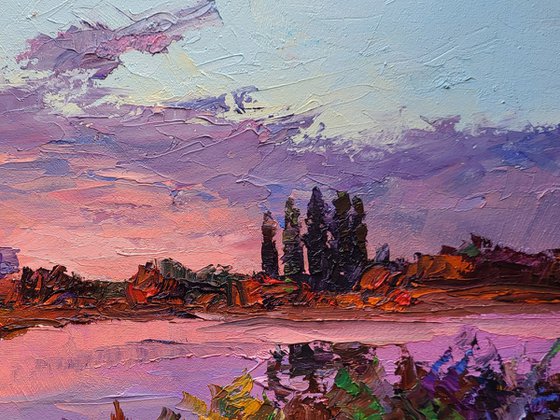 Sunset over the river