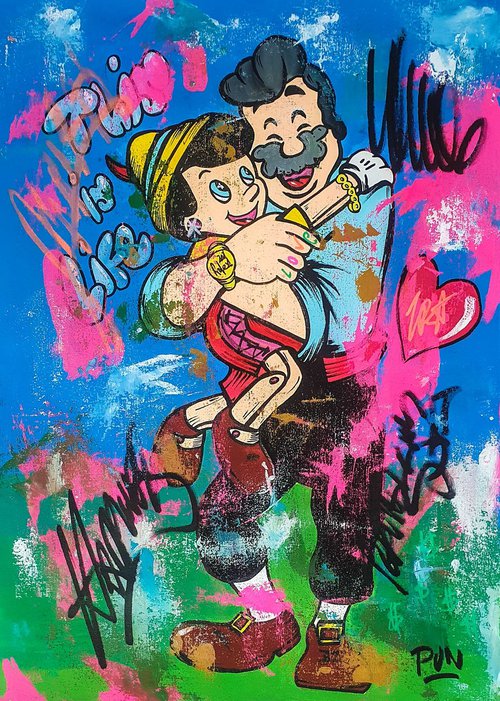 Fathers love ft Geppetto and Pinocchio by Carlos Pun Art