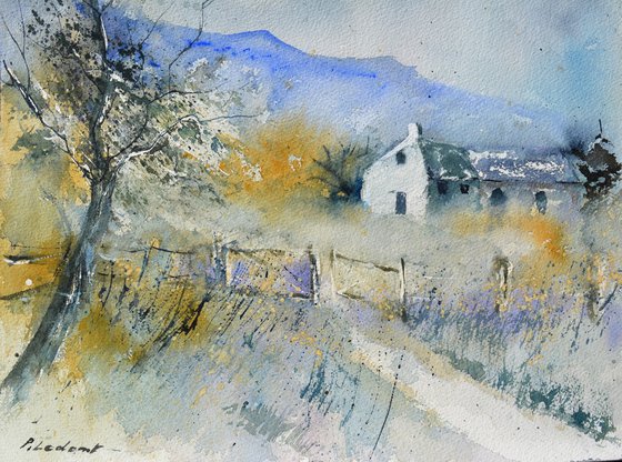 Misty landscape - watercolor