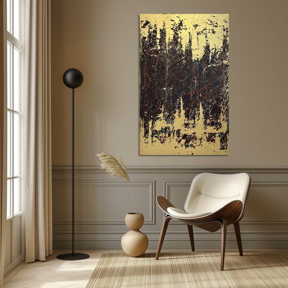 Greengold on grey 70x110x2 cm