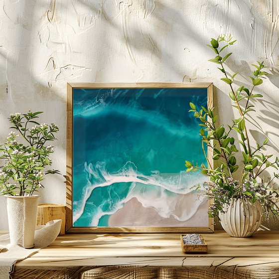 Turquoise Beach Resin Art