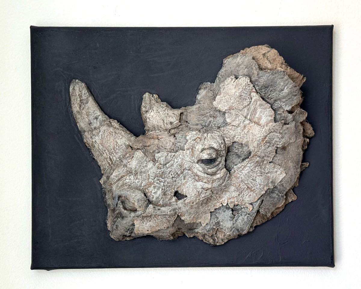 Expressive Animal Sculpture By Sol Vil, 16 X 16", There Was A Rhinoceros, Original Artwork