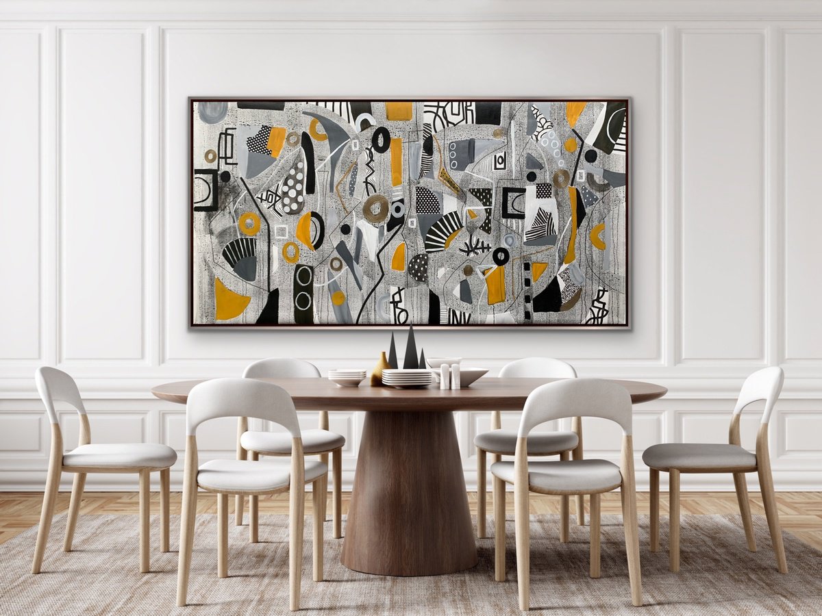 Abstract Acrylic Painting By Rashna Hackett, 72 X 37", Life Is Abstract Ll, Original Artwork