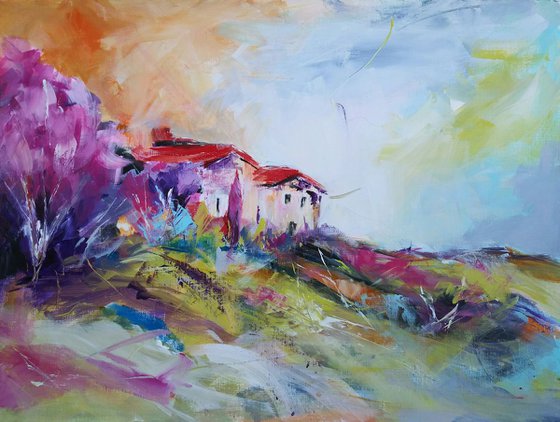 Provence Painting acrylic on paper 48x36cm