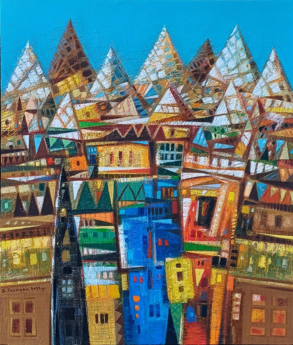 City Of Triangles By Aram Sevoyan, 24 X 28, Artwork For Sale On Artfinder