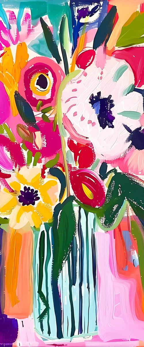 Abstract peonies and tulips by BAST