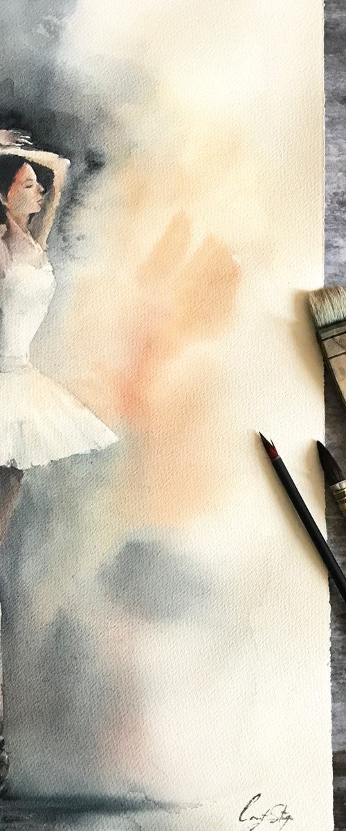 Ballerina Original Watercolor Painting by Sophie Rodionov