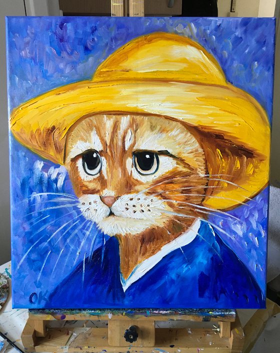 Cute Cat La Vincent Van Gogh ispired by famous self-portrait Present idea  for cat lovers