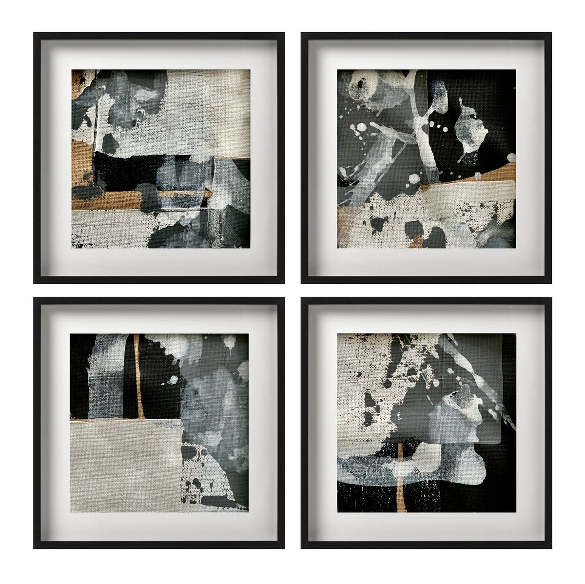 Abstraction No. 18920 black and white - set of 4 by Anita Kaufmann