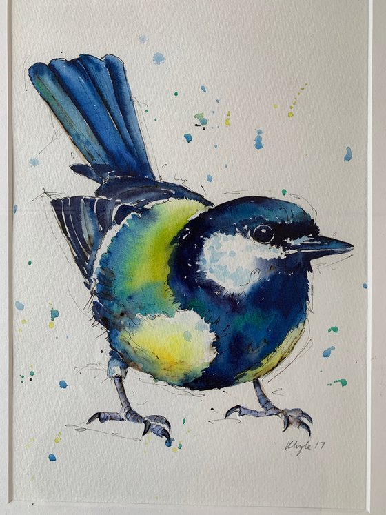Watercolour and Ink Great Tit