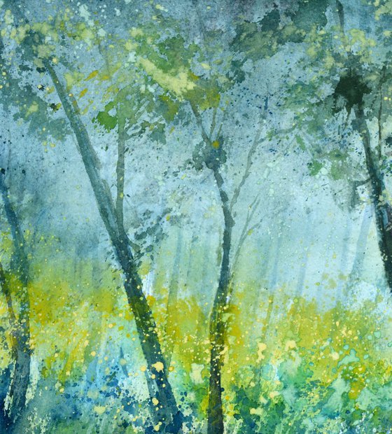 Light in the wood -watercolor