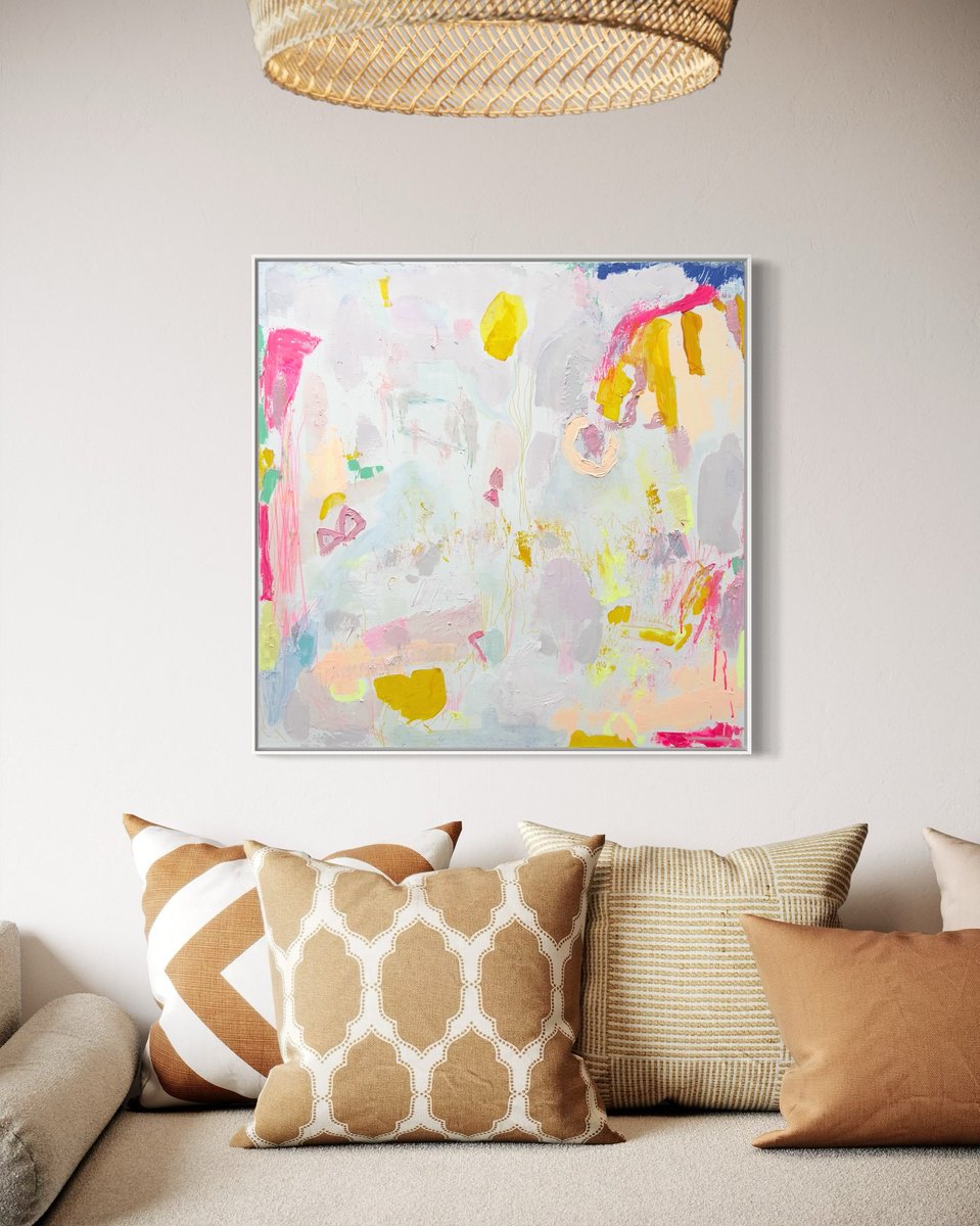 Organic Abstract Acrylic Painting By Kathryn Sillince, 31 X 31", 