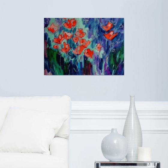 Poppies in Summer Garden