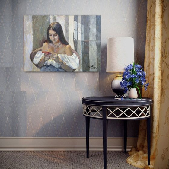 A girl reading a letter