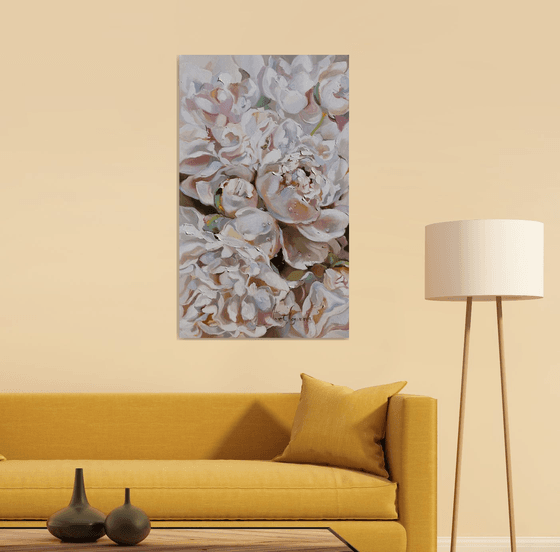 Floral Canvas, Peonies Original Art