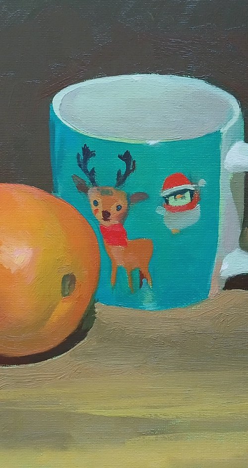 Christmas Mug with an Orange by Vasyl Koval