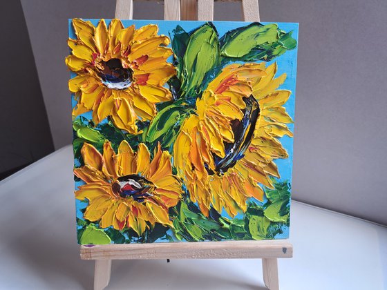 Sunflowers impasto