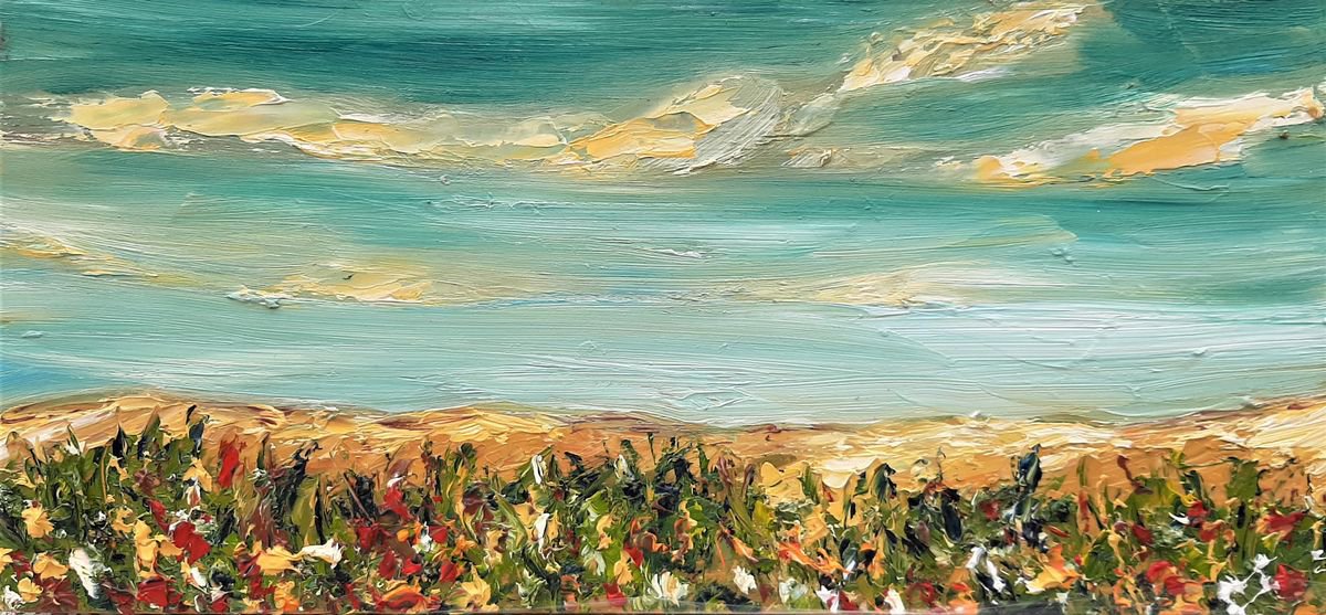 The never ending blue sky - a morning cliff walk by Niki Purcell - Irish Landscape Painting