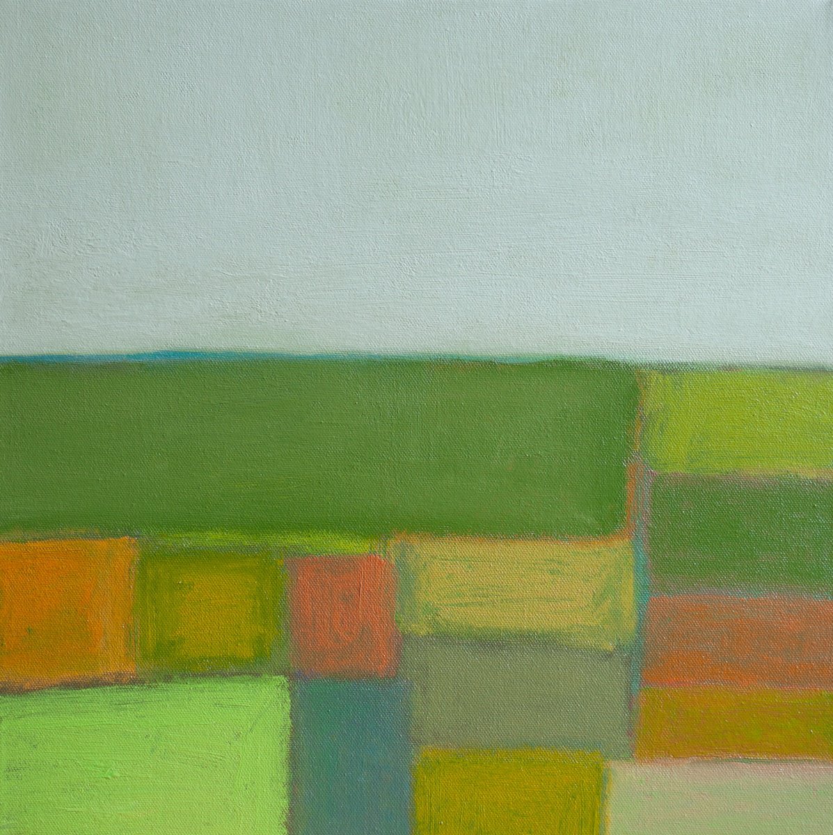 Abstract Landscape Oil Painting By Thomas Hjelm, 17 X 17", Brisk Wanderings, Original Artwork