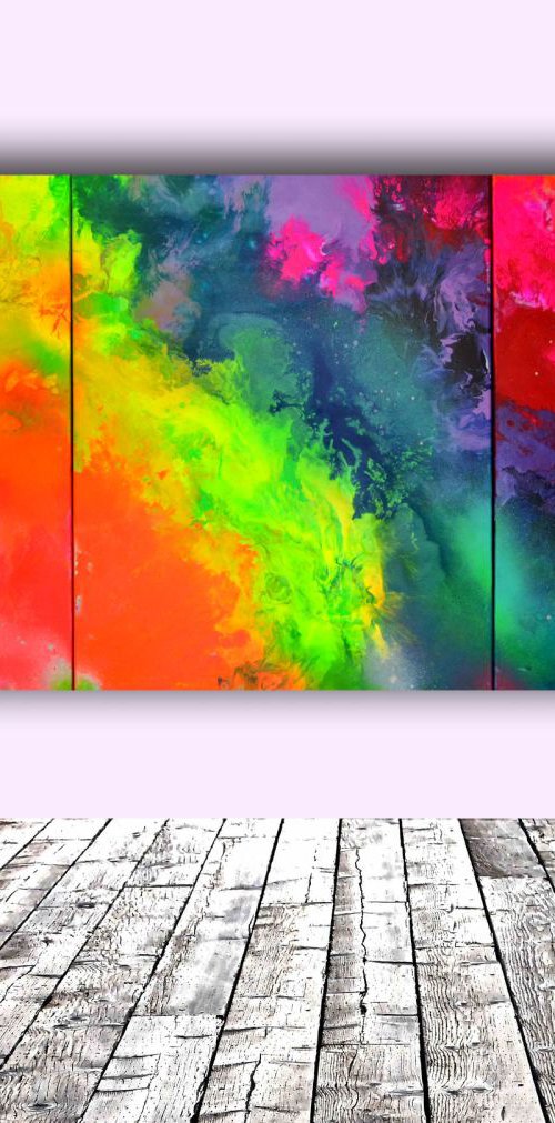 Into the Rainbow Big Painting XXL - Large Abstract, Huge, Gigantic Painting - Ready to Hang, Hotel Wall Decor by Soos Tiberiu
