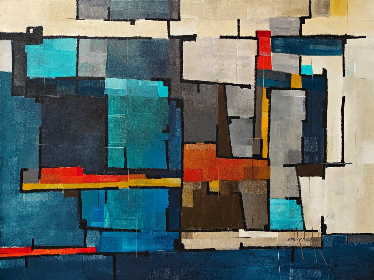 Abstract Painting By Amrish Malvankar, 48 X 36, Syntax 02 - Awaken, Original Artwork