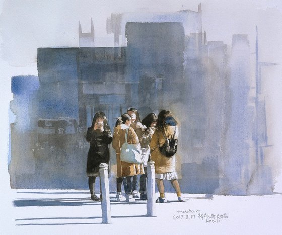 Figures in Sunlight - Watercolor Painting
