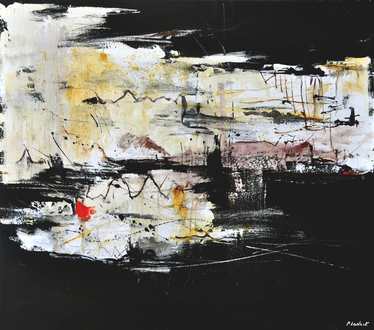 Abstract Oil Painting By Pol Henry Ledent, 31 X 28", Radio Waves, Original Artwork