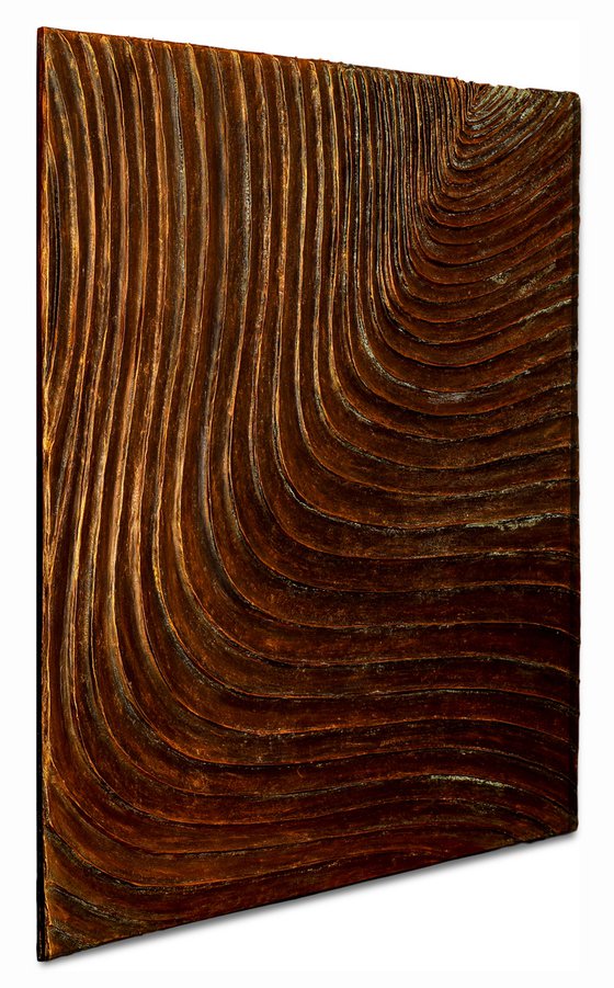 Woodcuts #4/P | Limited Edition #01/25 | Square Bronze Coated Wall Sculpture
