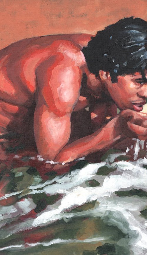 Marcus in the Shorebreak by Douglas Simonson