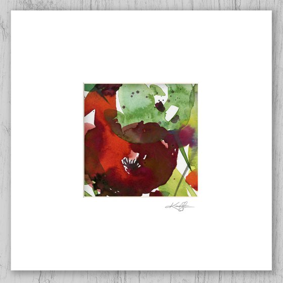 Abstract Florals Collection 7 - 3 Flower Paintings in mats by Kathy Morton Stanion