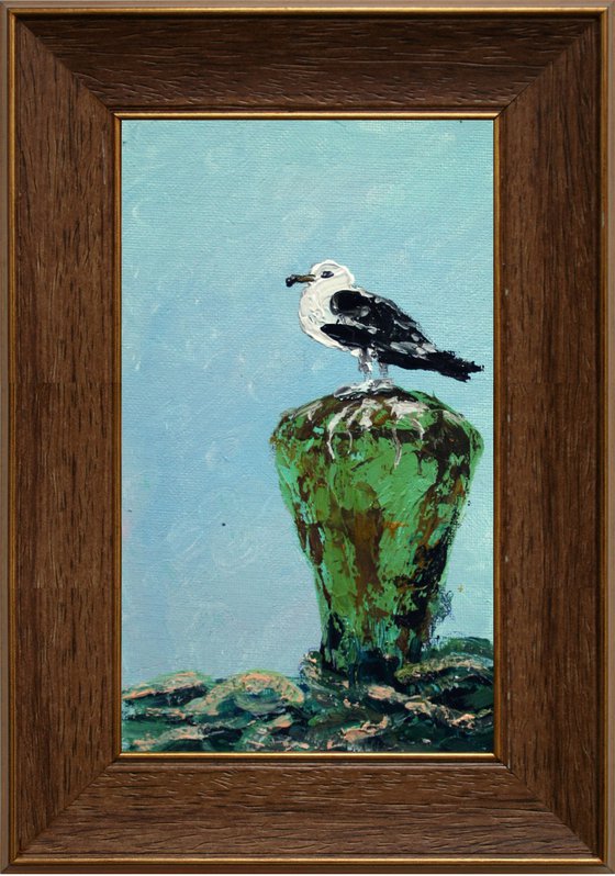Seagull... framed / FROM MY SERIES FROM MY SERIES "MINI PICTURE" / ORIGINAL PAINTING