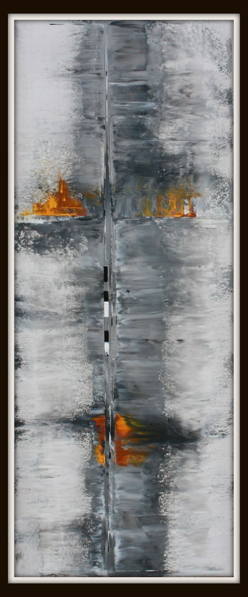 Abstract Black, White, Silver Series Five by Robert Lynn